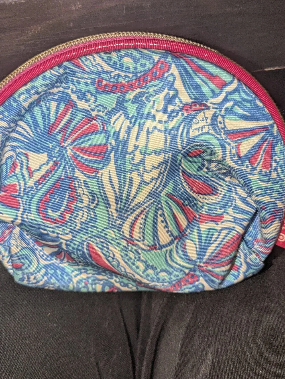 Lily Pulitzer Pink & Blue Pineapple Zip Pouch - Cosmetic Bag